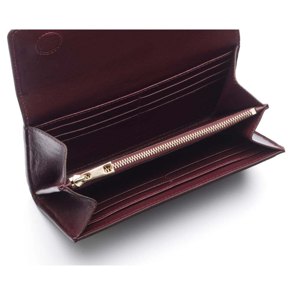 Burgundy Woven Leather Concertina Tall  Purse