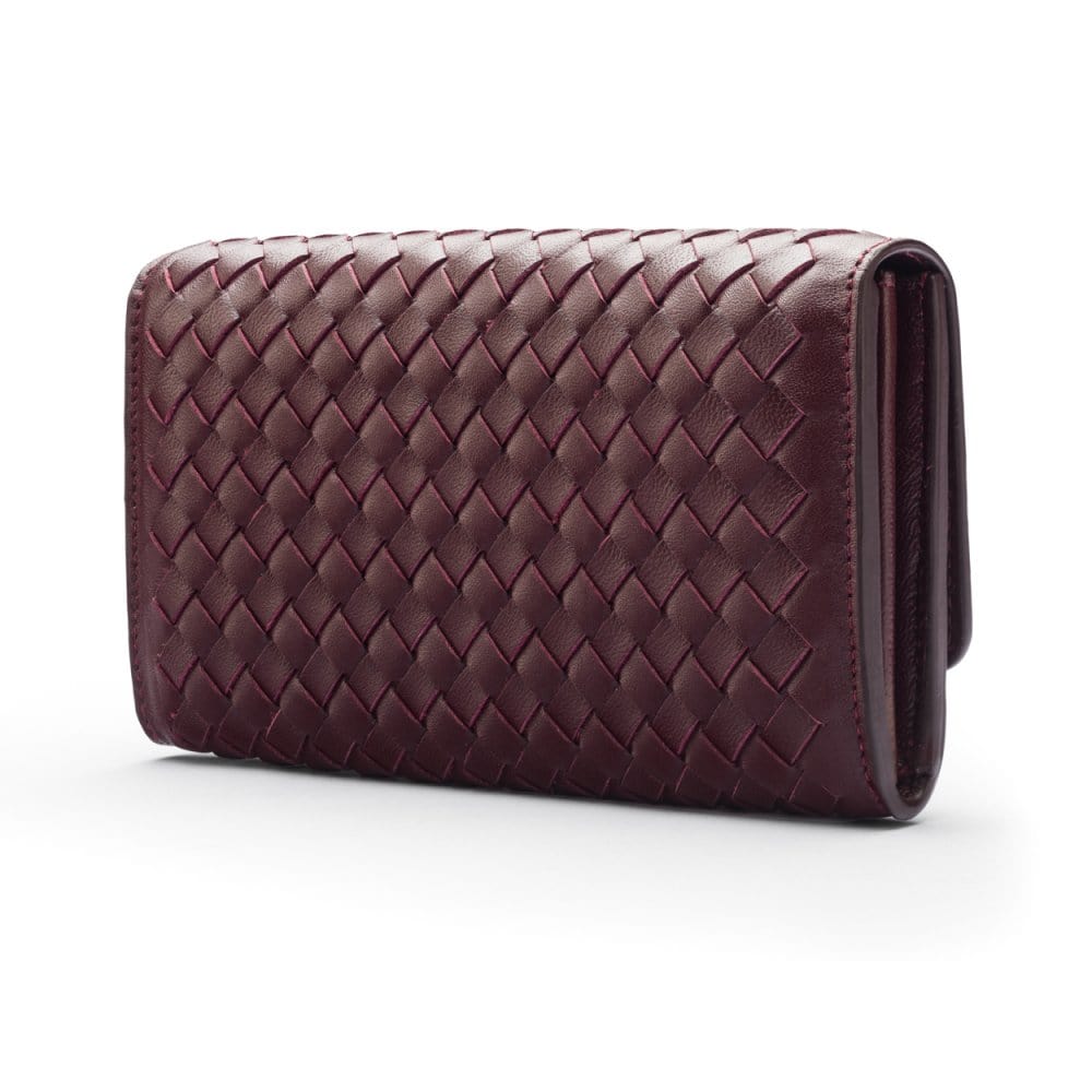 Burgundy Woven Leather Concertina Tall  Purse