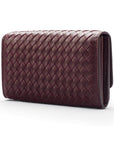 Burgundy Woven Leather Concertina Tall Purse