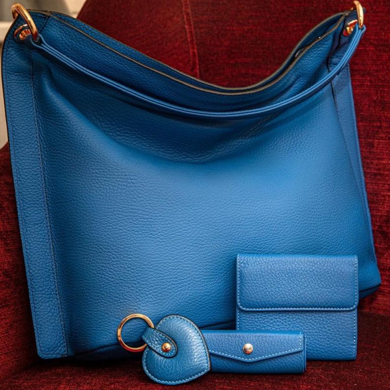 Carol Ann slouchy leather shoulder bag, cobalt, lifestyle
