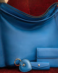 Carol Ann slouchy leather shoulder bag, cobalt, lifestyle
