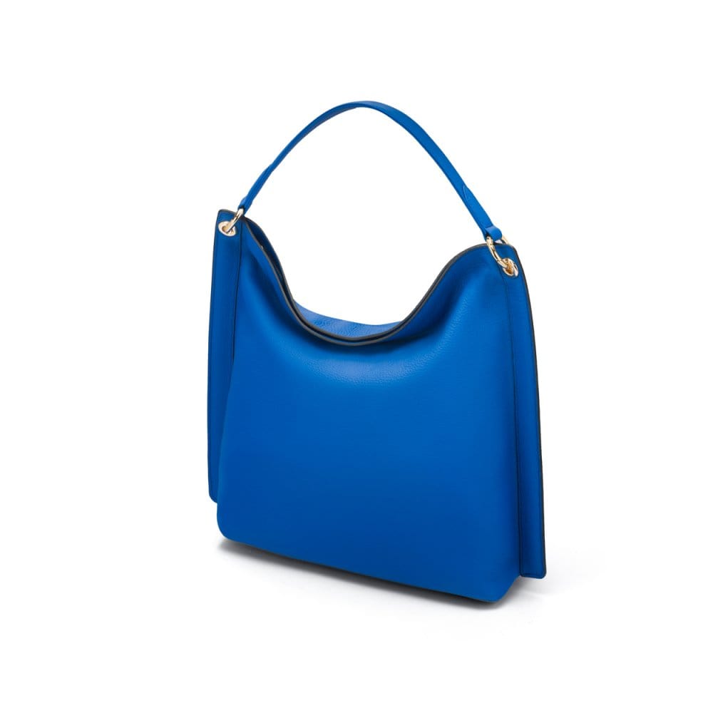 Carol Ann slouchy leather shoulder bag, cobalt, side