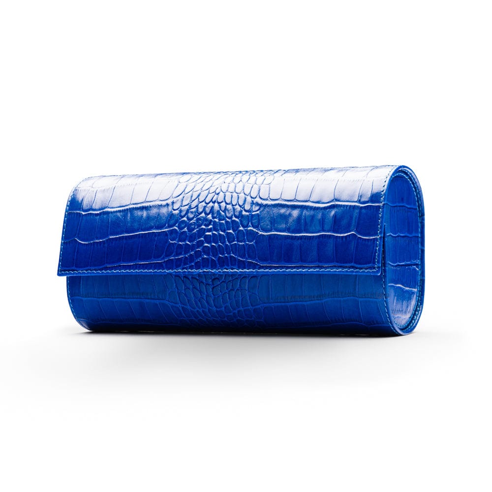 Triple watch roll, cobalt croc, front