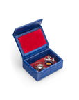 Mini leather accessory box, cobalt croc, inside