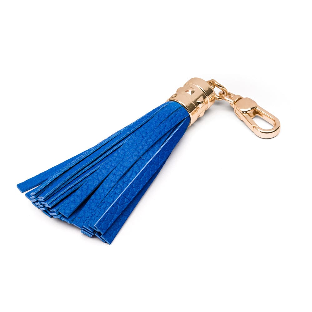 Decorative leather tassel, cobalt