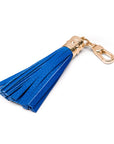 Decorative leather tassel, cobalt