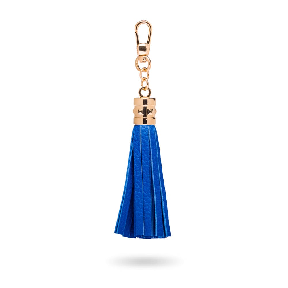 Decorative leather tassel, cobalt 2