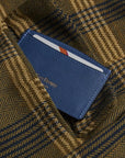 Cobalt Saffiano Flat Leather Credit Card Case With RFID Blocking Lining