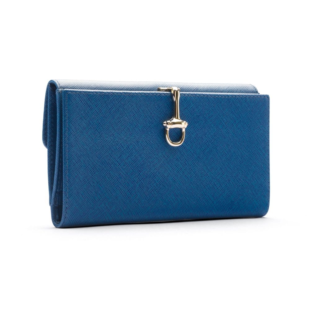 Cobalt Ladies Tall Leather Purse With Brass Clasp 8 CC