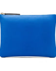 Large leather makeup bag, cobalt, front