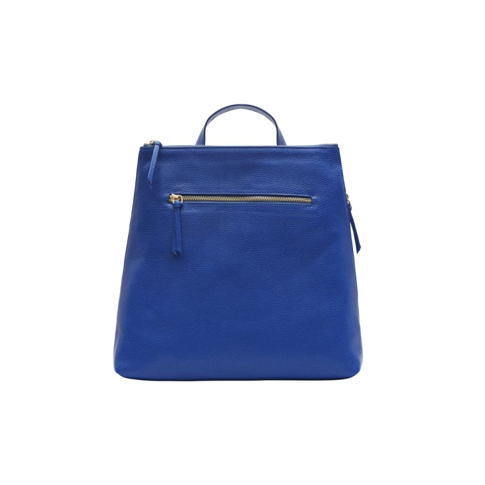 Leather 13" laptop backpack, cobalt, front