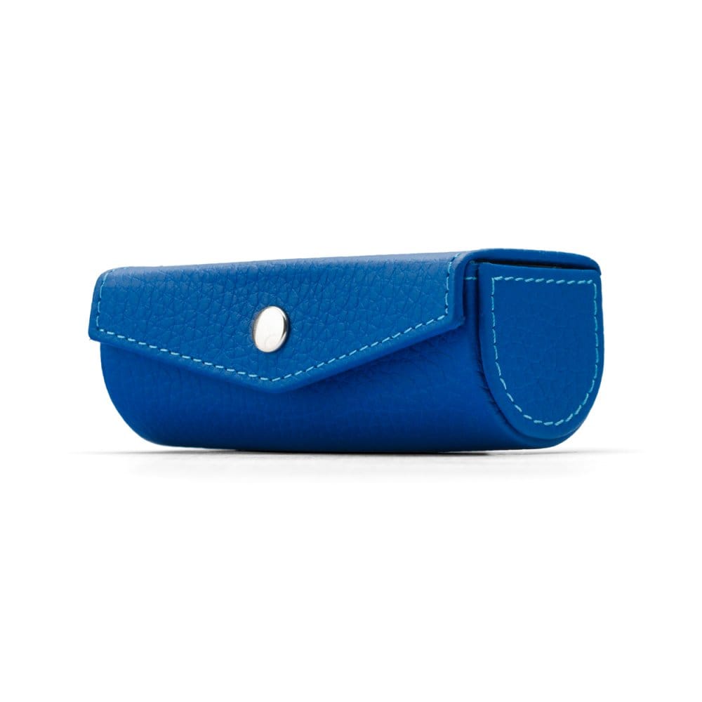 Leather lipstick case. cobalt, front