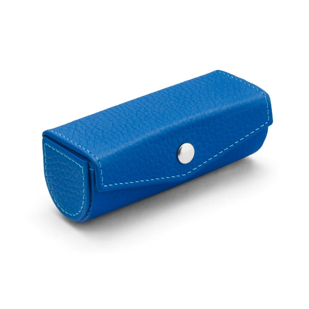 Leather lipstick case. cobalt, top