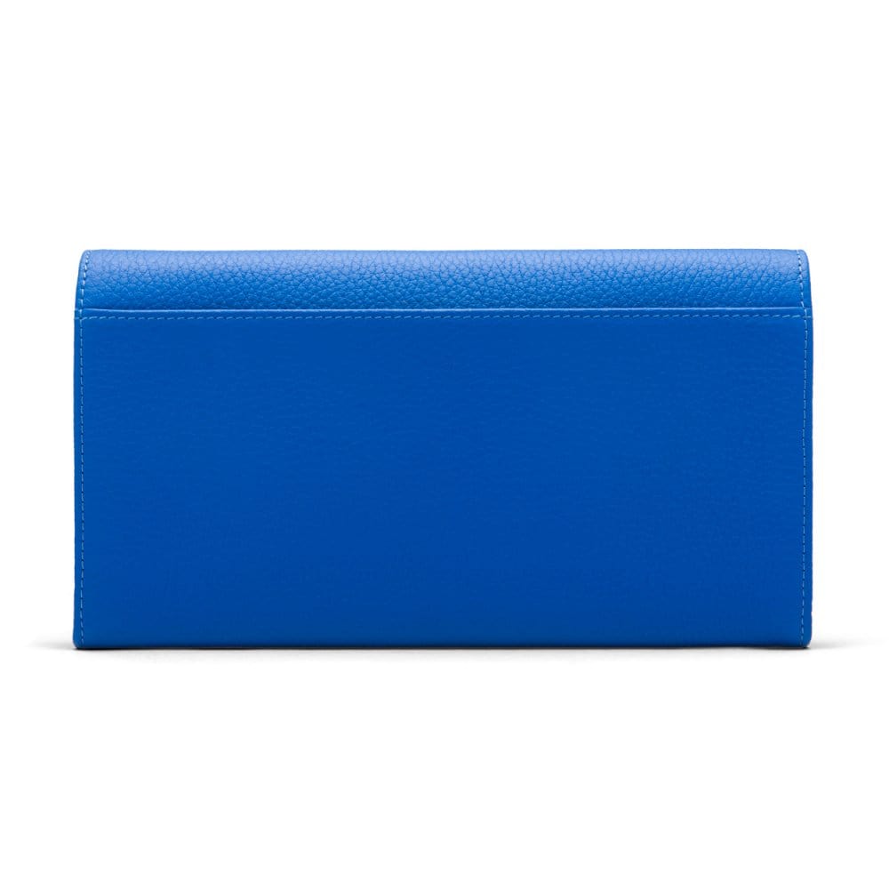 Luxury leather travel wallet, cobalt, back