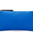 Medium leather makeup bag, cobalt, front
