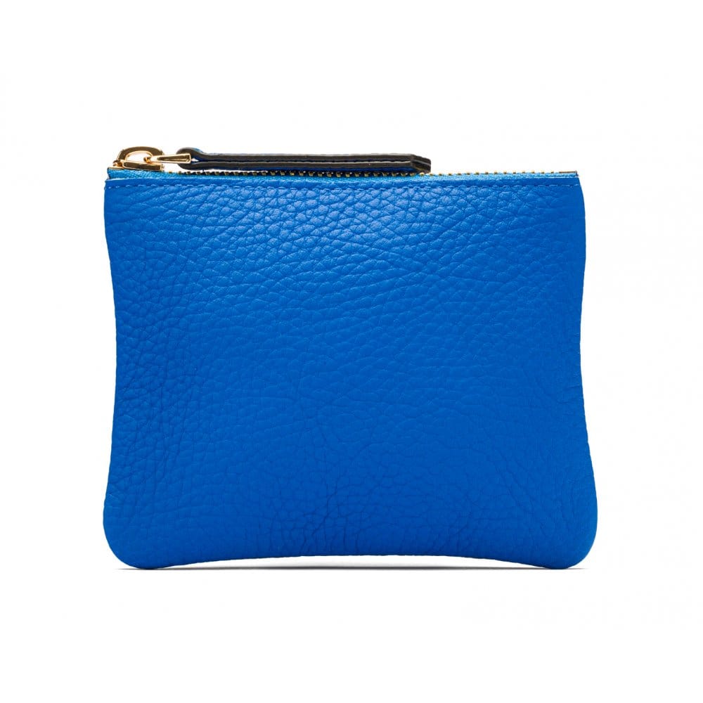 Small leather makeup bag, cobalt, front