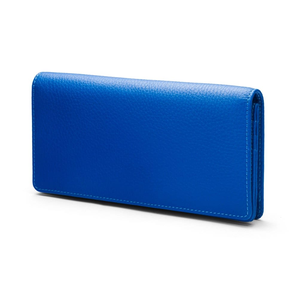 Tall leather Trinity purse, cobalt, front
