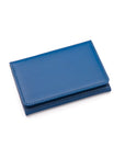 Leather tri-fold travel card holder, cobalt, front