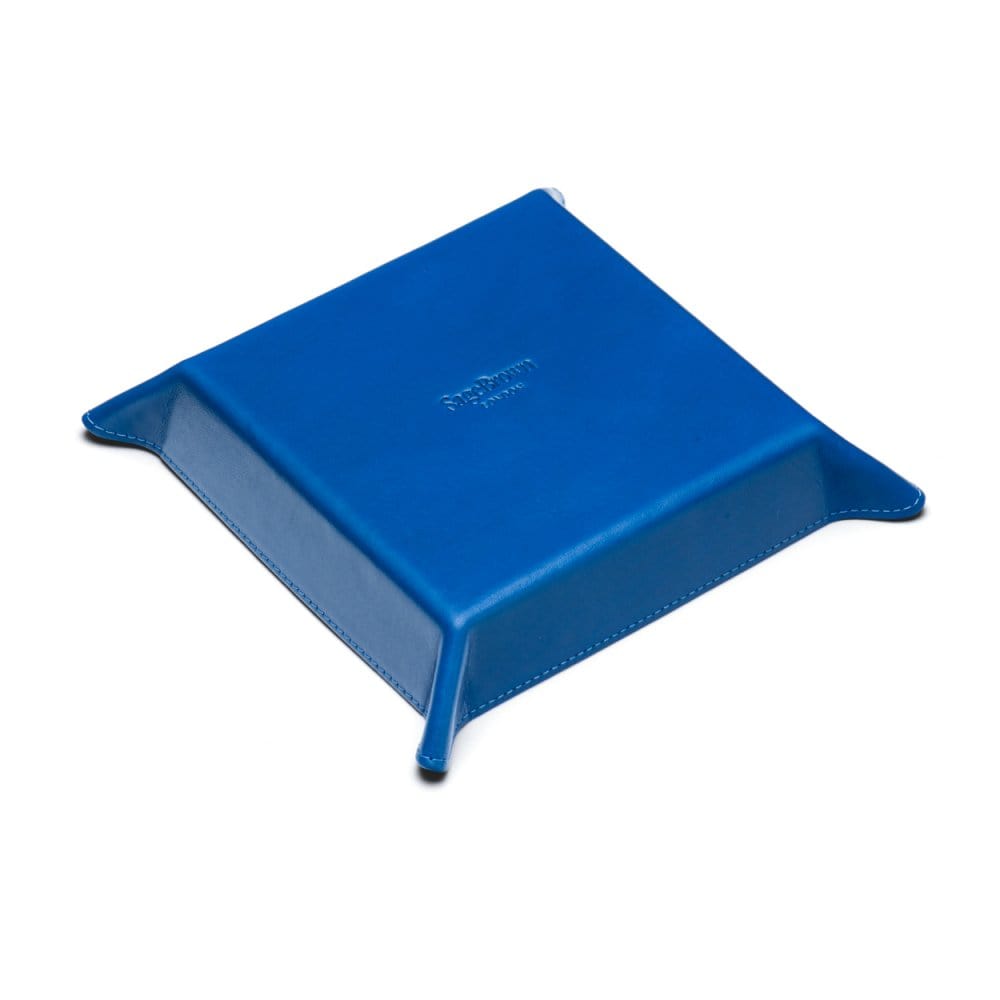 Leather valet tray, cobalt with purple, base