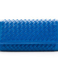Cobalt Woven Leather Concertina Tall Purse