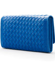 Cobalt Woven Leather Concertina Tall Purse