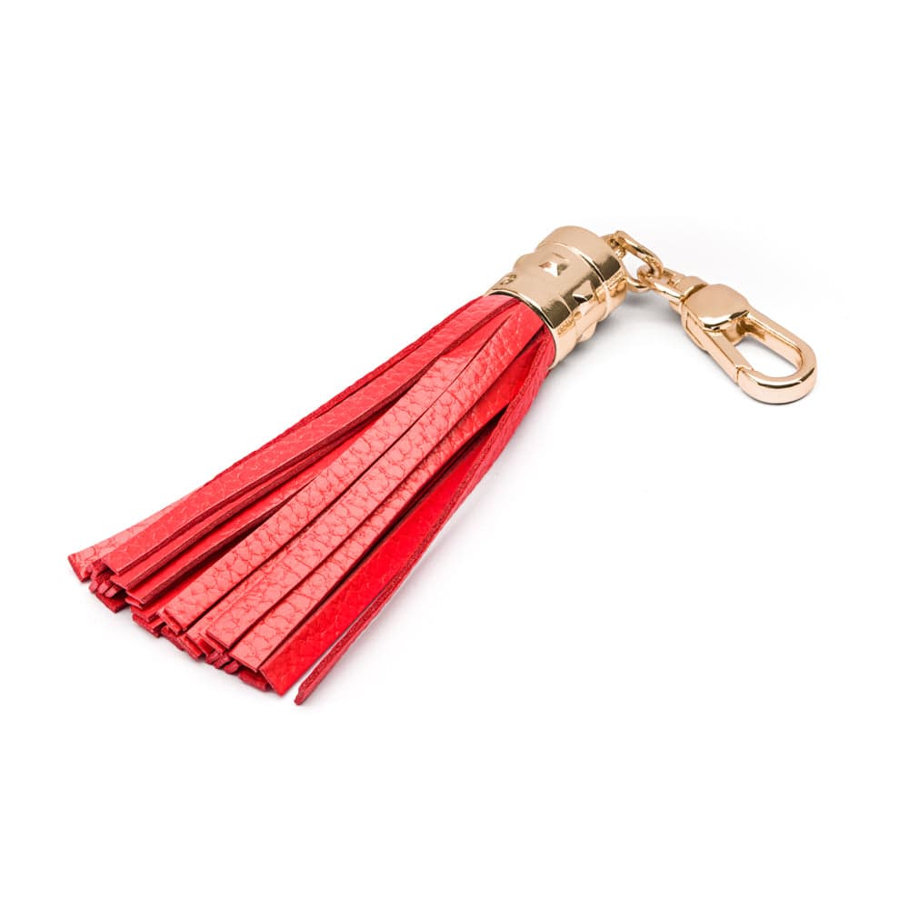 Decorative leather tassel, coral