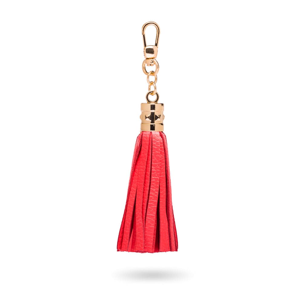 Decorative leather tassel, coral 2