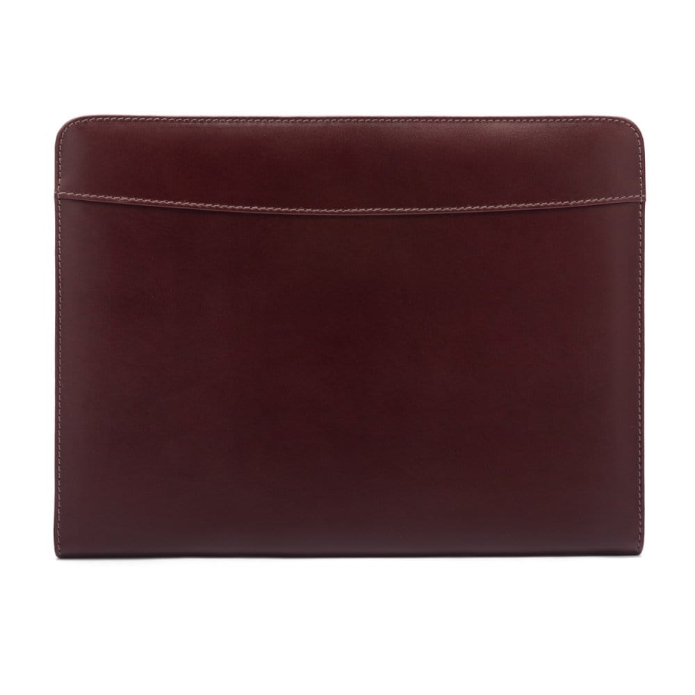 A4 leather notepad folder, dark tan, front