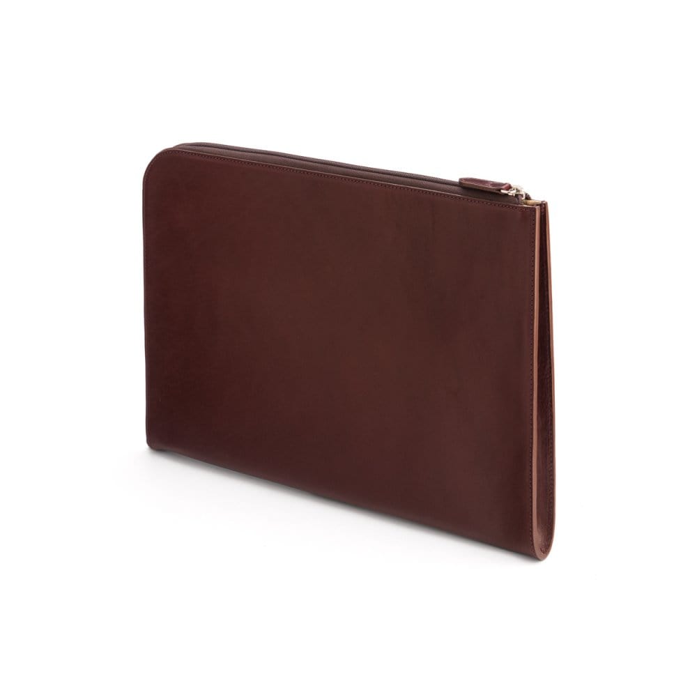 A4 zip around leather folder, dark tan, back