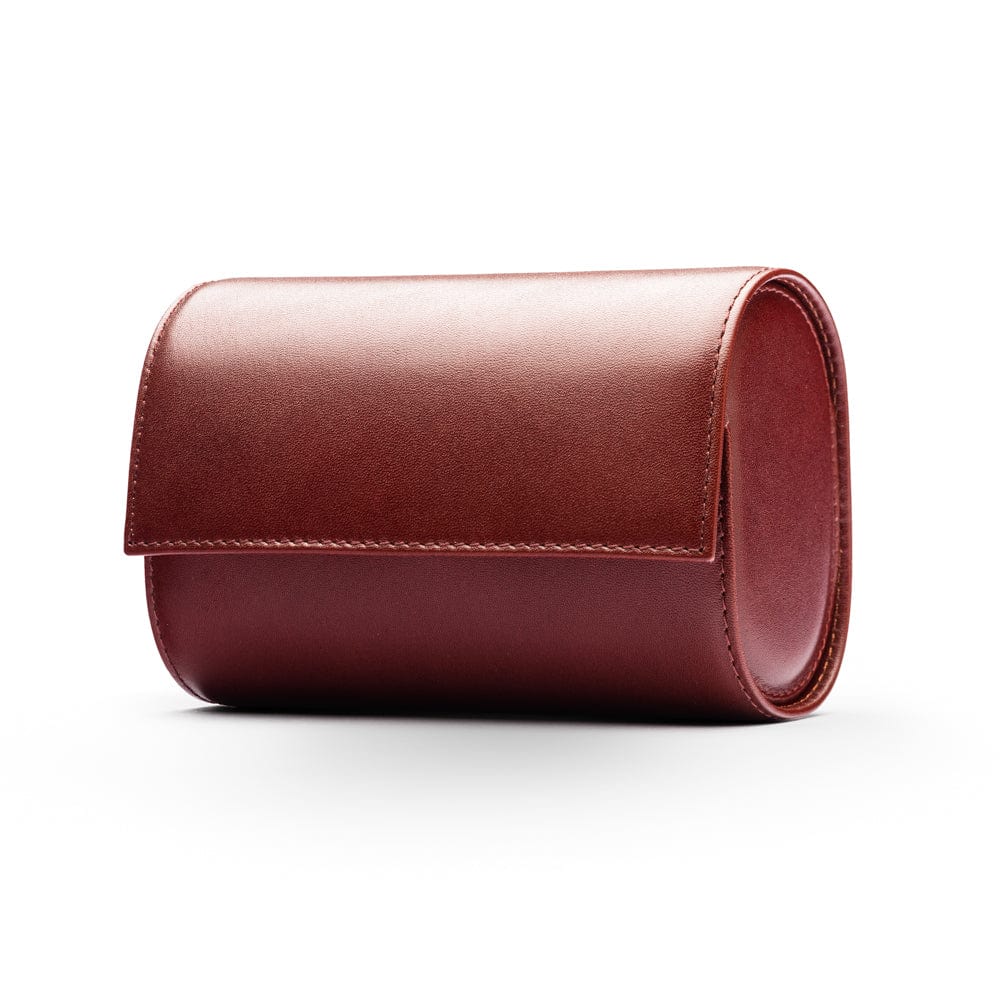 Double watch roll, dark tan, front
