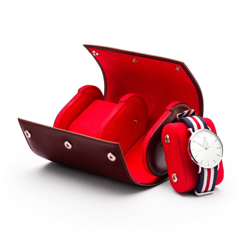 Double watch roll, dark tan, with detachable pad