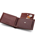 Leather coin wallet, dark tan, inside