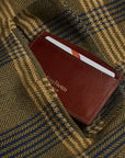 Dark Tan Flat Leather Credit Card Case With RFID Blocking Lining