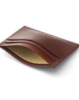 Flat leather card wallet with ID window, cobalt croc, back