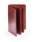 Leather bifold card wallet, dark tan, front
