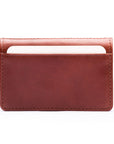Leather bifold card wallet, dark tan, front view