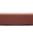 Leather hard shell glasses case, dark tan, front