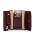 Key wallet with detachable key fob, dark tan, inside