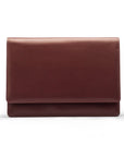 Small leather A4 portfolio case, dark tan, front