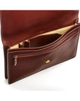 Small leather A4 portfolio case, dark tan, inside