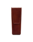 Leather pen case, dark tan, front