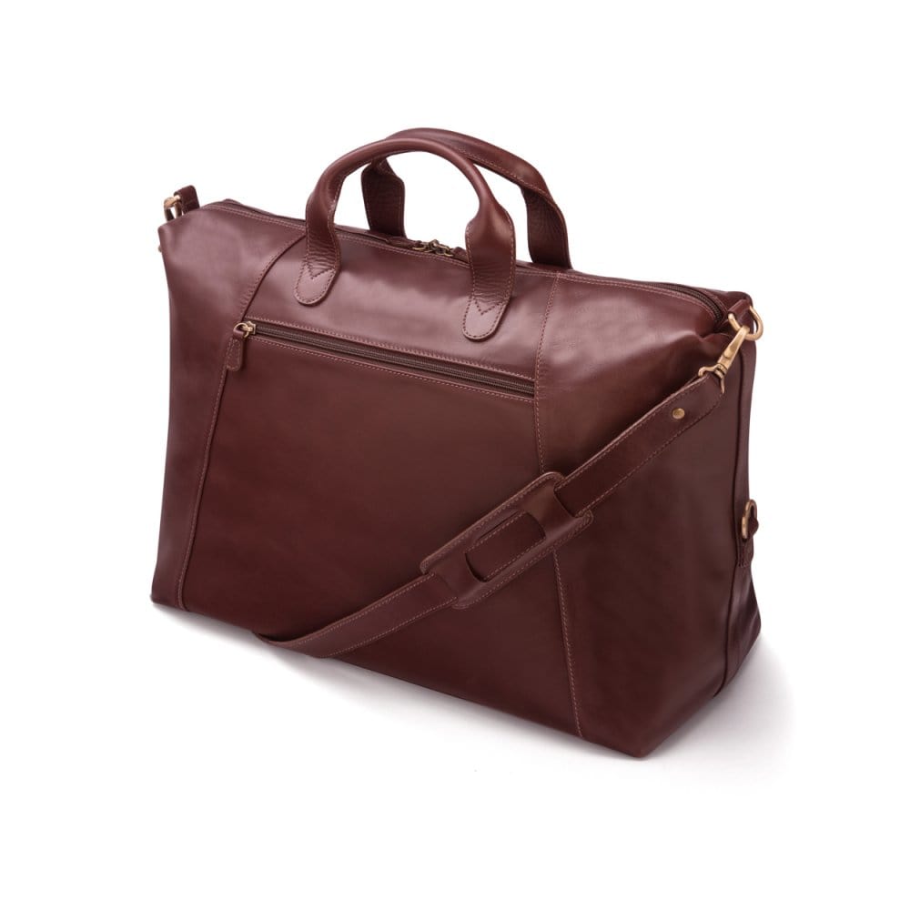 Leather holdall, dark tan, side