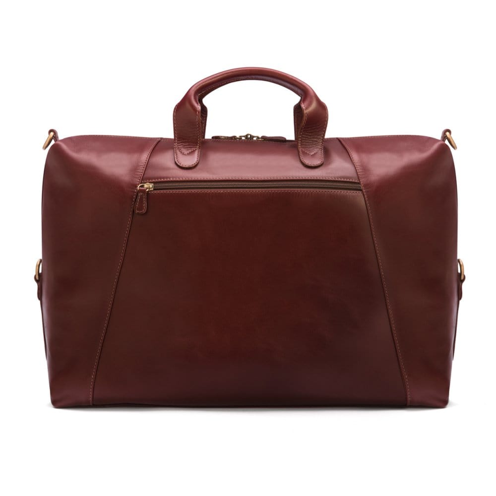 Leather holdall, dark tan, back