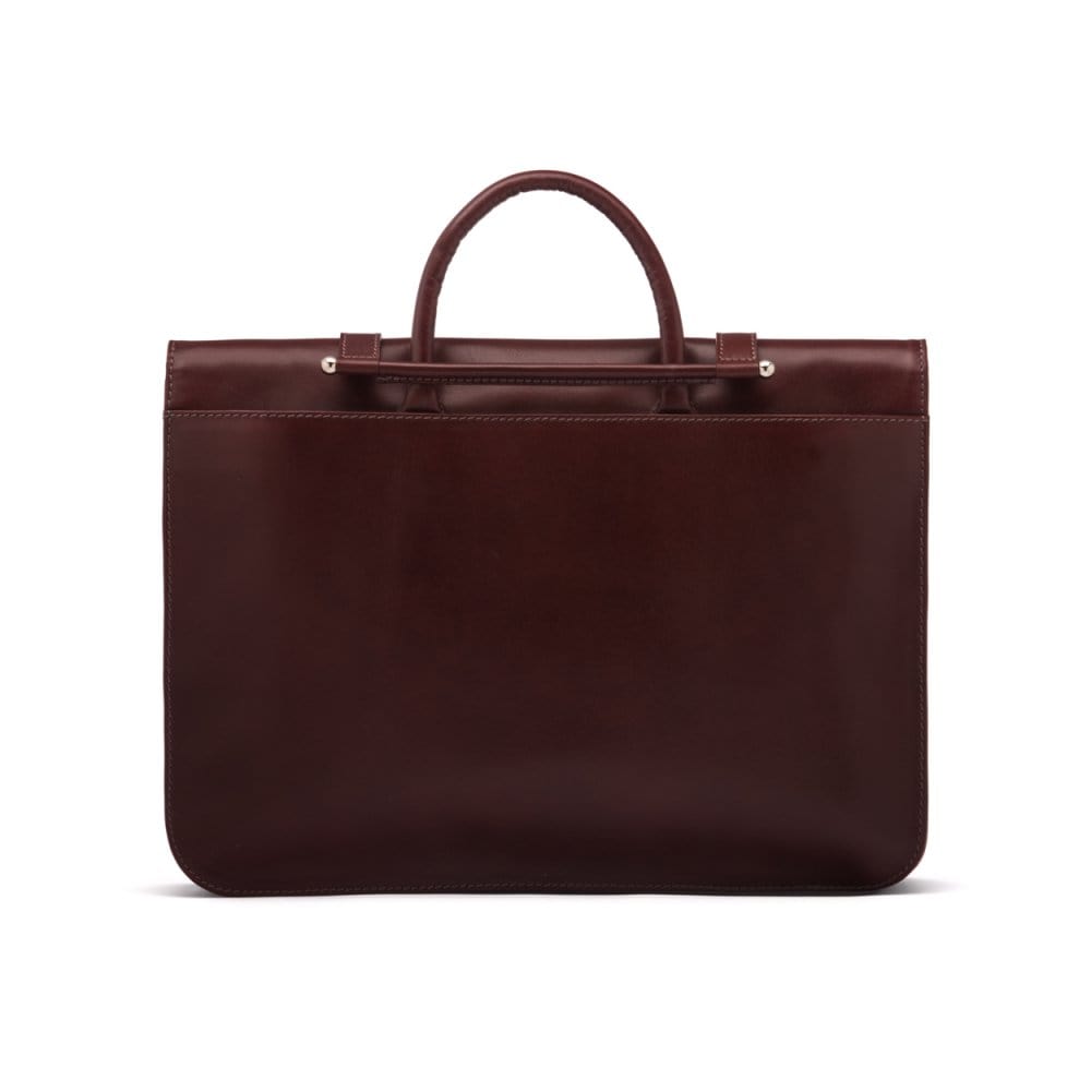 Leather music bag, dark tan, back