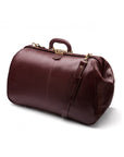 Leather Gladstone holdall, dark tan, with shoulder strap