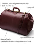 Leather Gladstone holdall, dark tan, features
