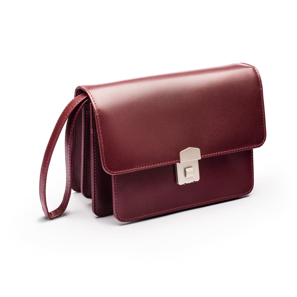 Dark Tan Men's Leather A5 Expandable Clutch Bag