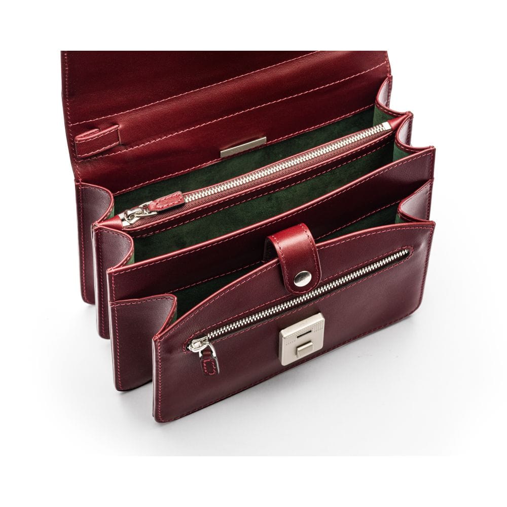 Dark Tan Men's Leather A5 Expandable Clutch Bag