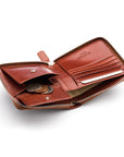 Men's leather zip wallet with coin purse, dark tan, inside