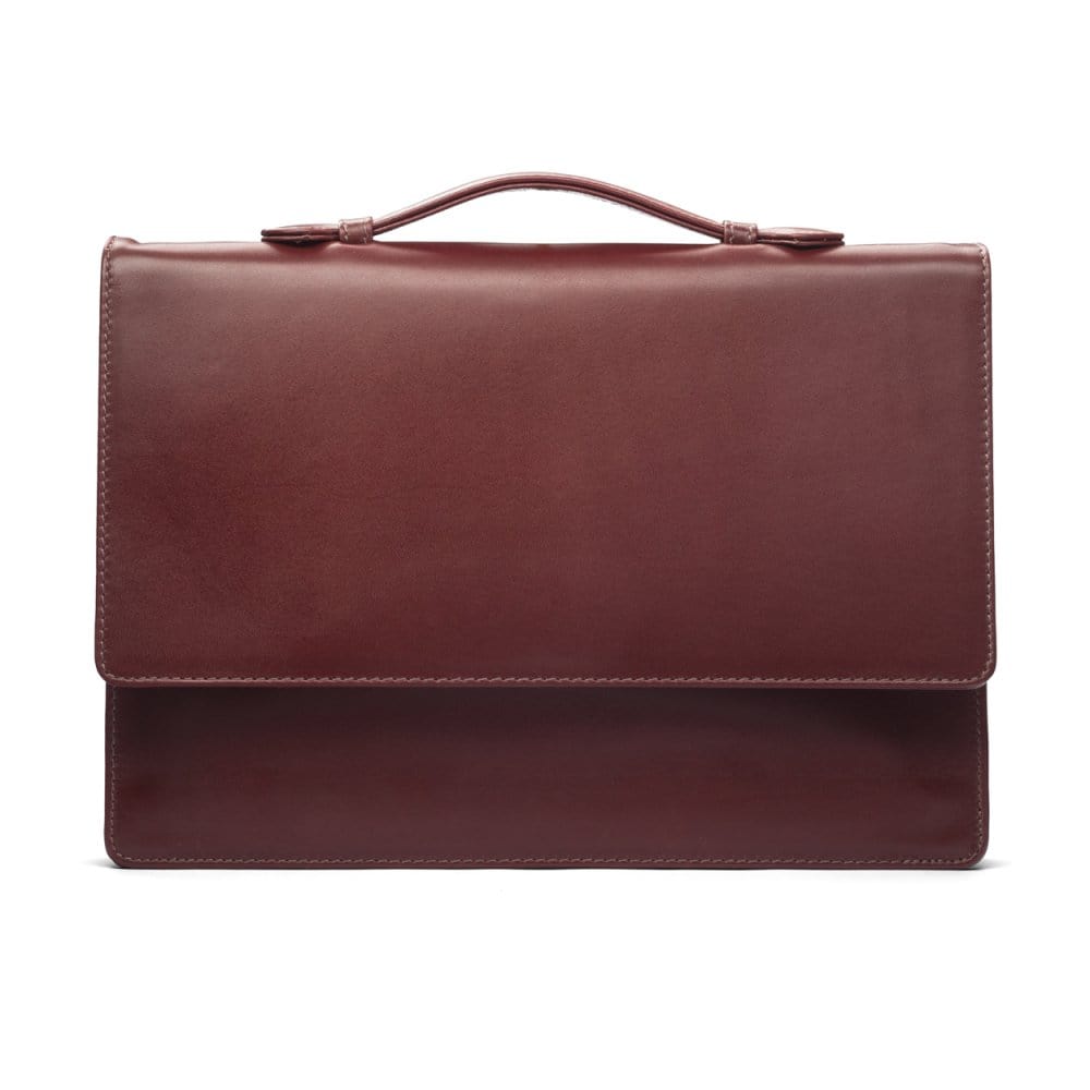 Small leather briefcase, dark tan, front